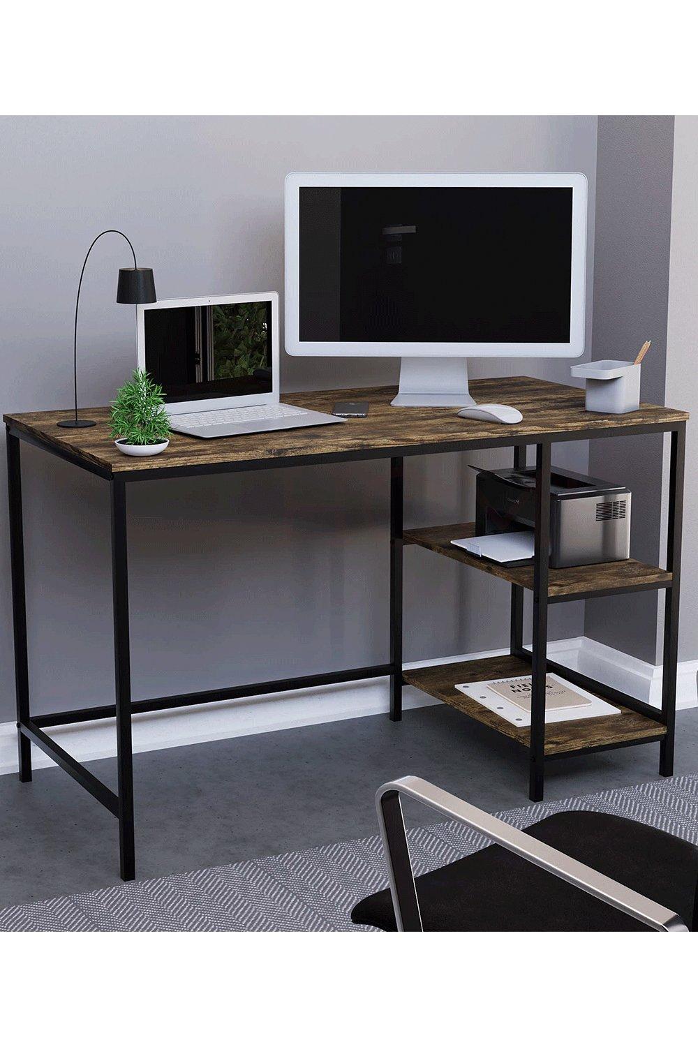 Vida Designs Brooklyn Office Desk with 2 Shelves Home Office Workstation Storage